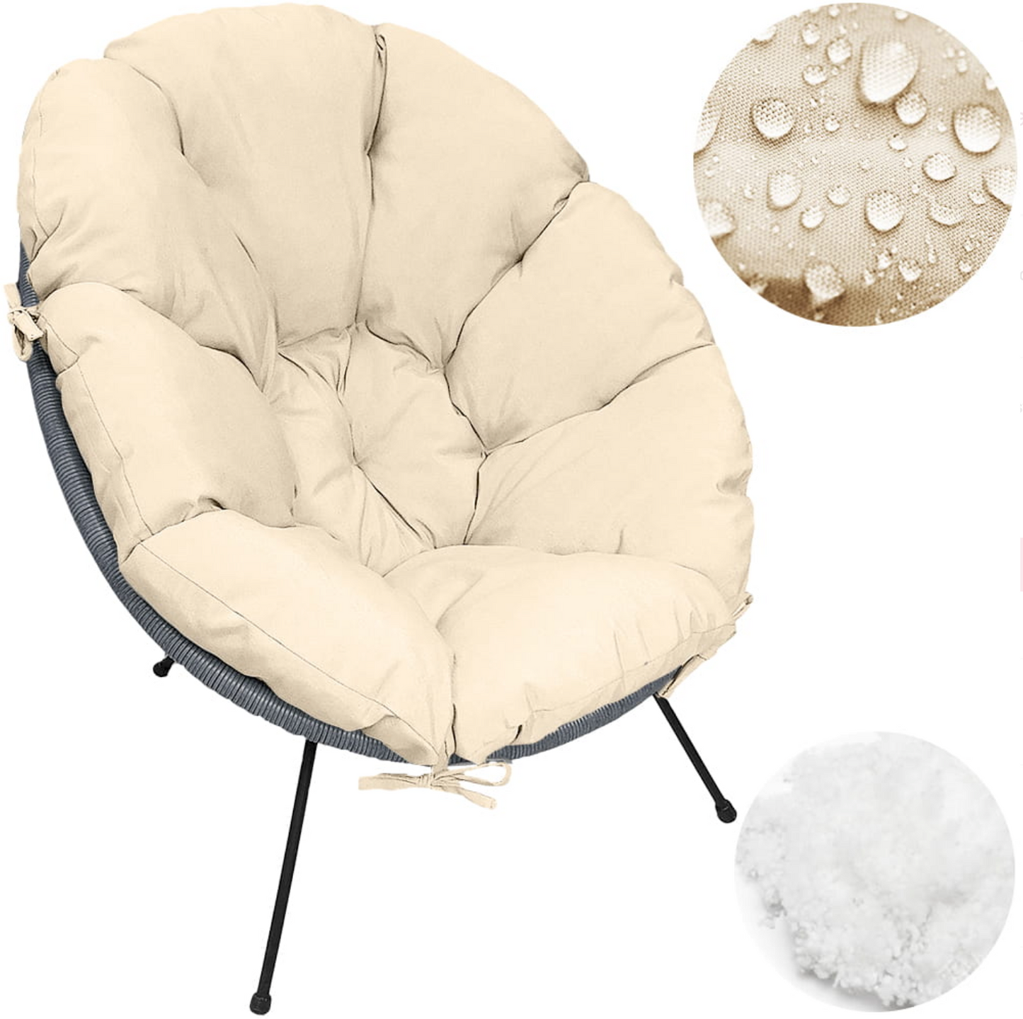 Pernă scaun tip scoică Acapulco UBBERUP - Crem