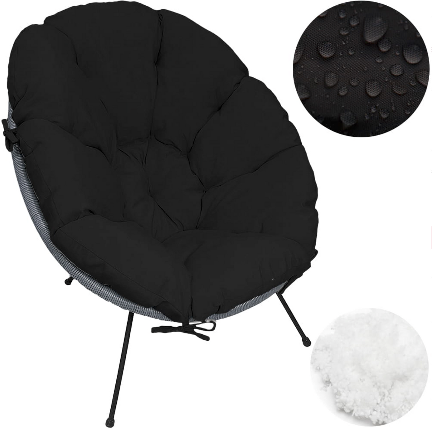 Pernă scaun tip scoică Acapulco UBBERUP - Negru