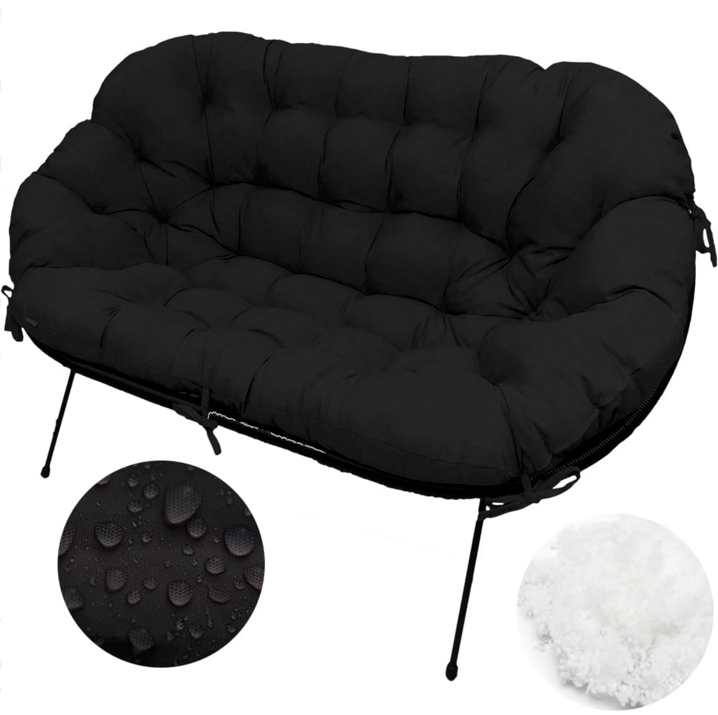 Pernă canapea tip scoică Acapulco UBBERUP - Negru