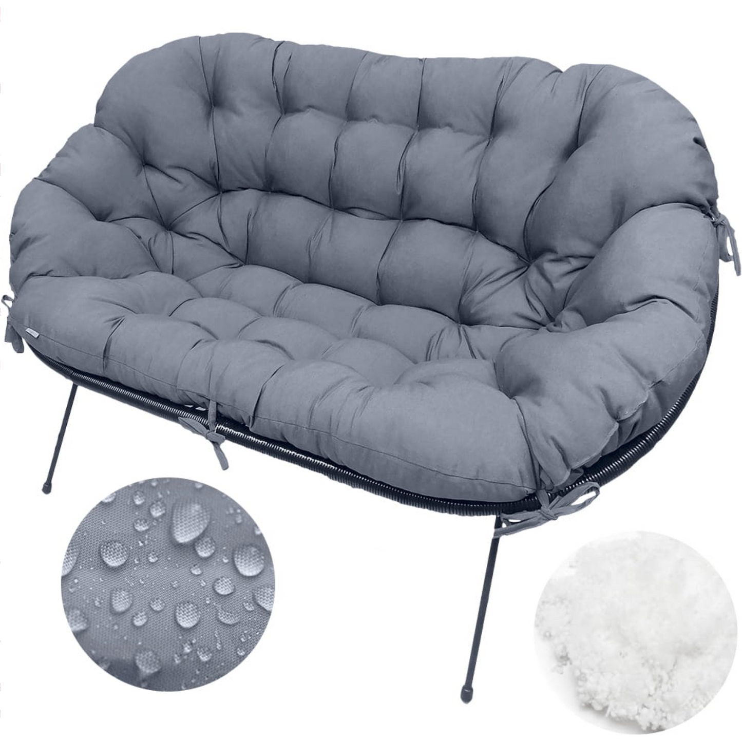 Pernă canapea tip scoică Acapulco UBBERUP - Gri închis