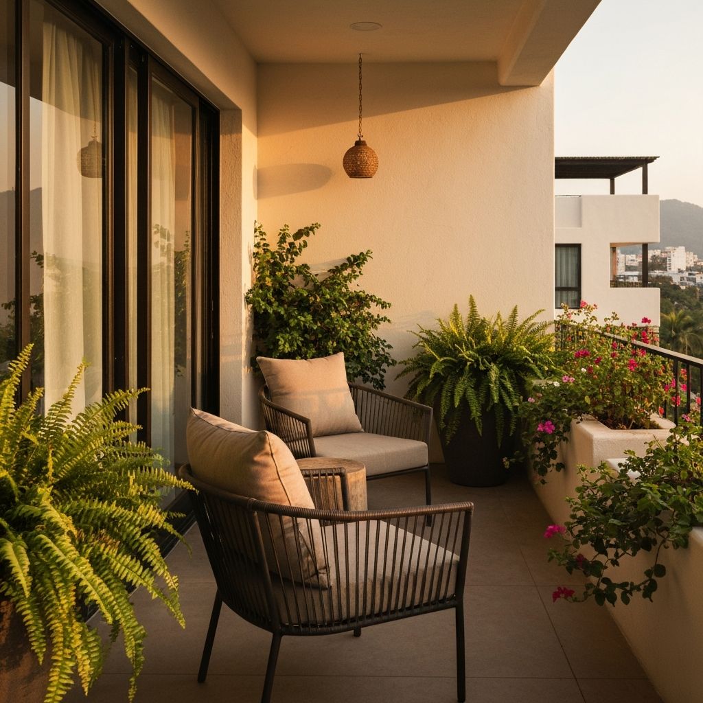 Terasă cu scaune Acapulco și perne crem