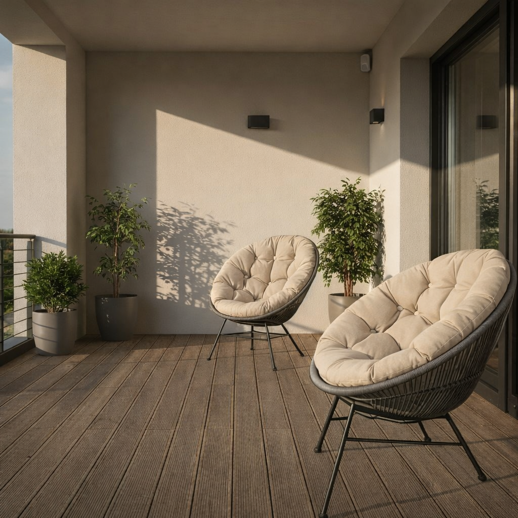 Terasa elegantă cu scaune Acapulco și perne premium